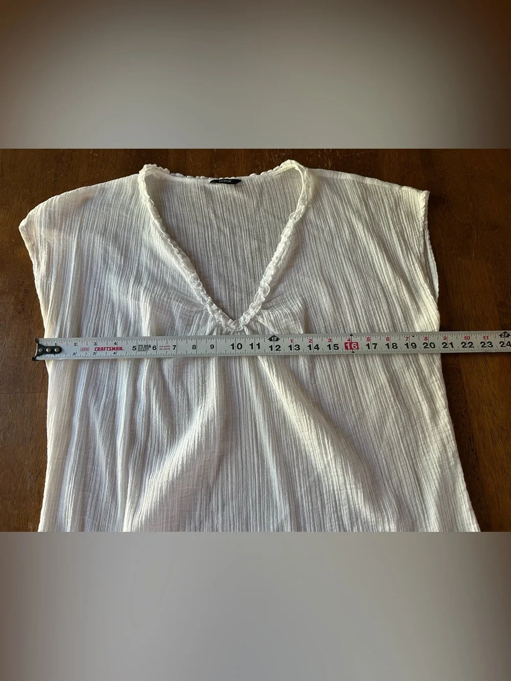 J. Crew White Cotton Gauze Beach Cover-Up Tunic V-Neck Tiered Ruffle Hem Swim